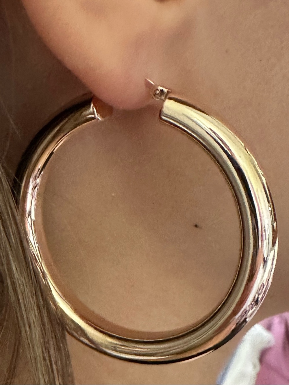 925 Sterling Silver Gold Hoop Earrings - Polished Gold Tone